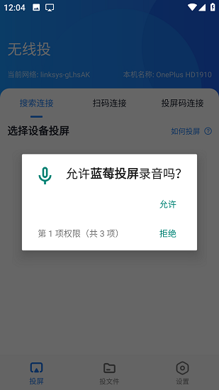 蓝莓投屏启动