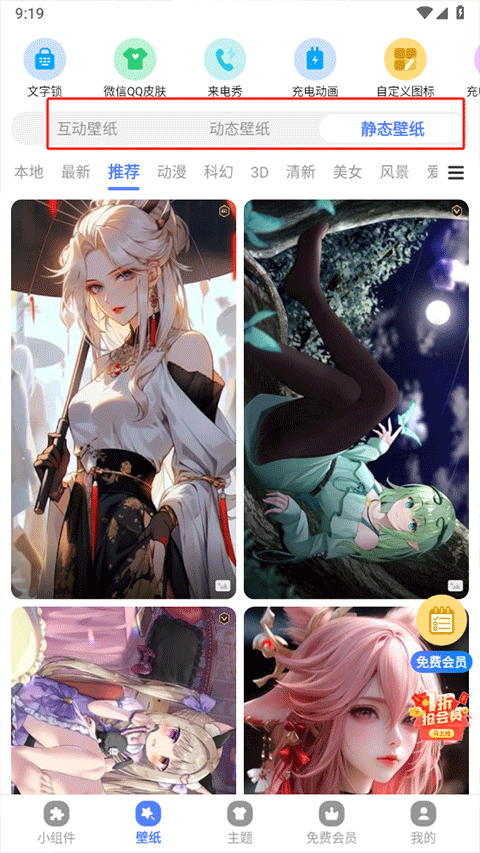 壁纸预览界面