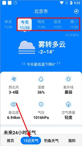 15天预报界面