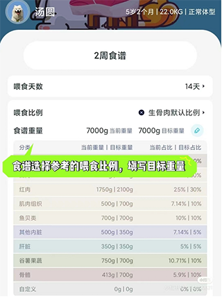 食谱定制界面