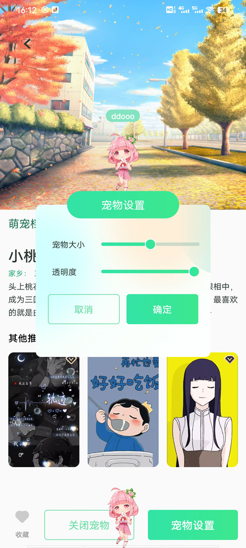 宠物设置界面