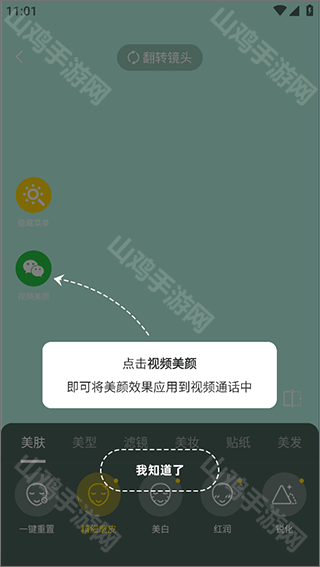 应用美颜效果到视频通话