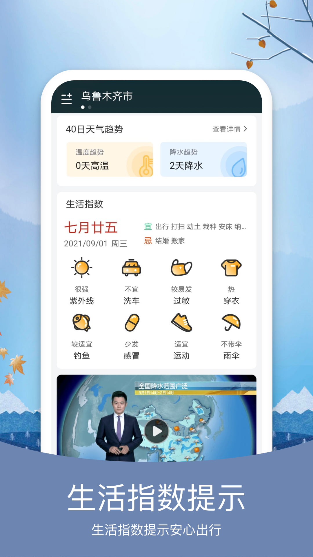 橘子天气界面展示