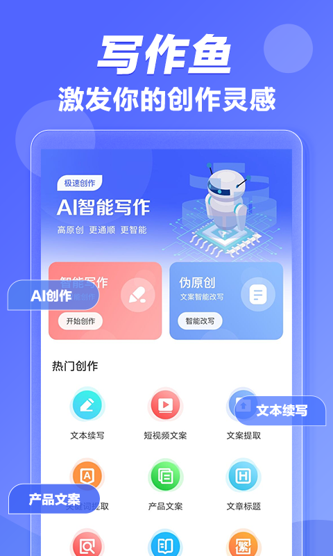 写作鱼AI创作界面