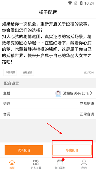 导出界面