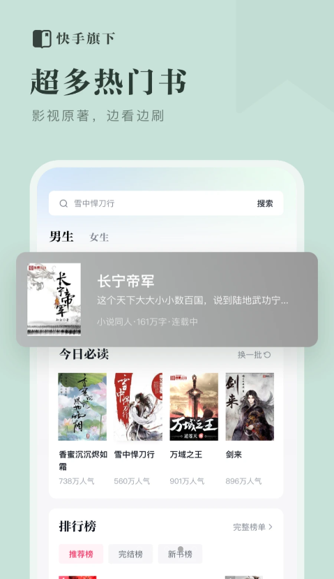快手免费小说界面展示